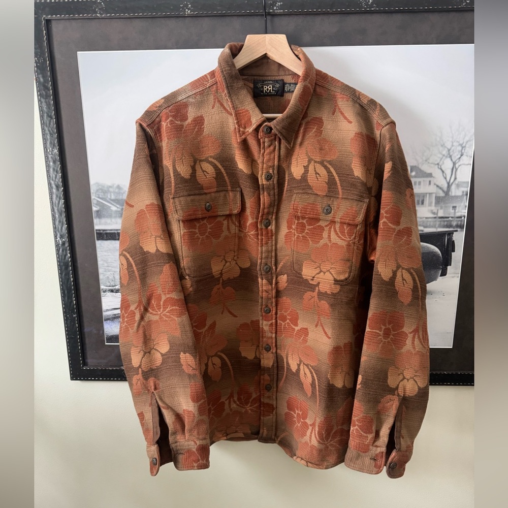 Double RL RRL Floral Jacquard Western Workshirt XL